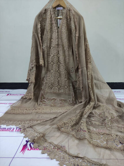 VELKARI – Coffee Beige (3 Piece Semi Stitched)