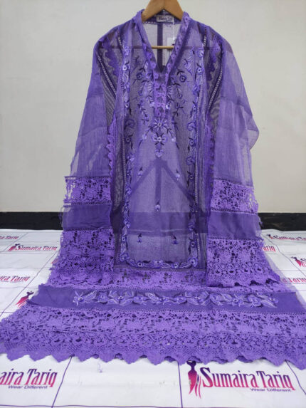 CHAMBELI –  Lilac 3 Piece Embroidered Suit