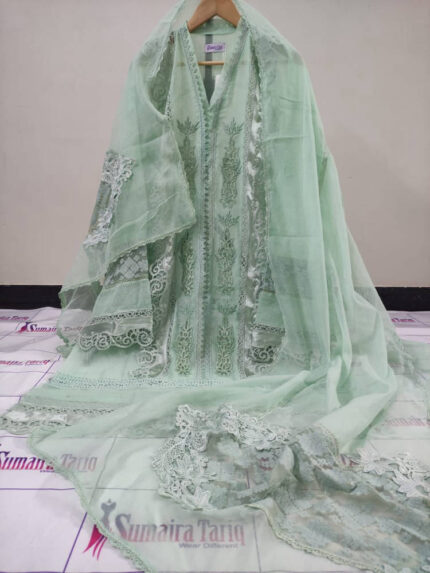 Silk Cutwork – Mint green 2 Piece Semi Stitched