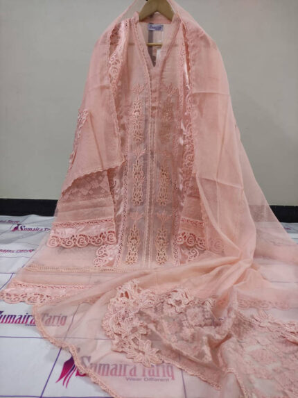 Silk Cutwork – Peach 2 Piece Semi Stitched