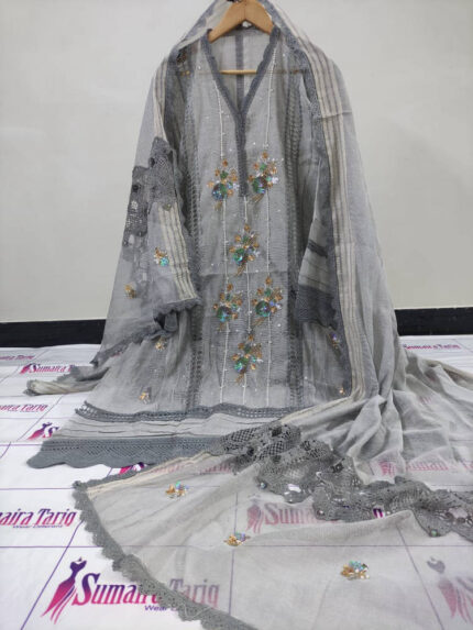 Muse Handwork – Grey 2 Piece Semi Stitched