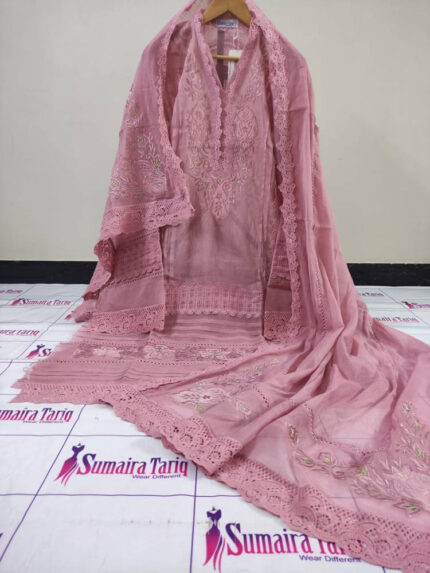 VELDESIRE – Tpink 3 Piece Semi Stitched Suit