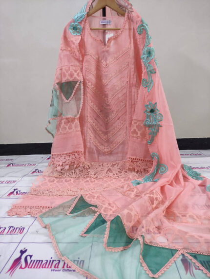 Chatapati Shahi – Blush peach 2 Piece Semi Stitched Suit