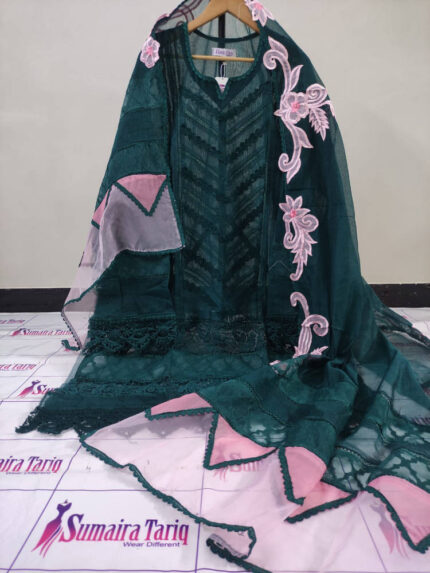 Chatapati Shahi – Bottle green 2 Piece Semi Stitched Suit