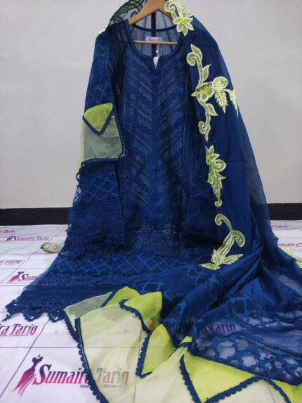 Chatapati Shahi – Peacock blue 2 Piece Semi Stitched Suit