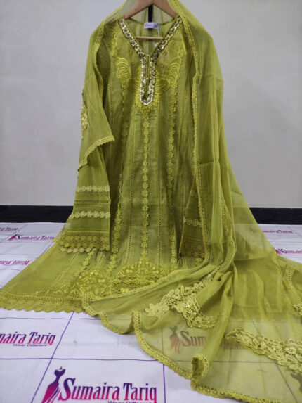 RANISA – Apple green 3 Piece Semi Stitched Suit