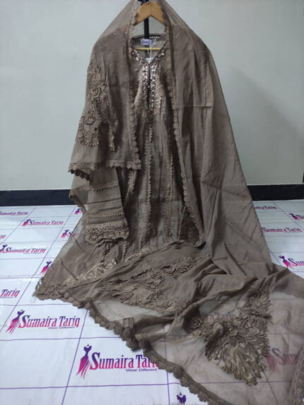 RANISA – Coffee beige 3 Piece Semi Stitched Suit