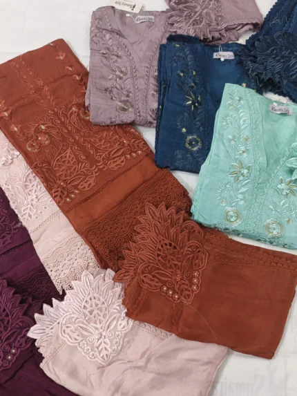 Russian Silk 3D Cutwork – Semi-Stitched Suit